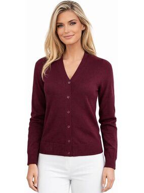 Ultra Soft 100% Merino Wool V-Neck Cardigan Sweater | Machine-Washable Women's